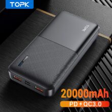 TOPK Power Bank 20000 мАч портативное зарядное устройство USB Type C PD 3,0 Быстрая зарядка 3,0 Быстрая зарядка внешний аккумулятор для Xiaomi
