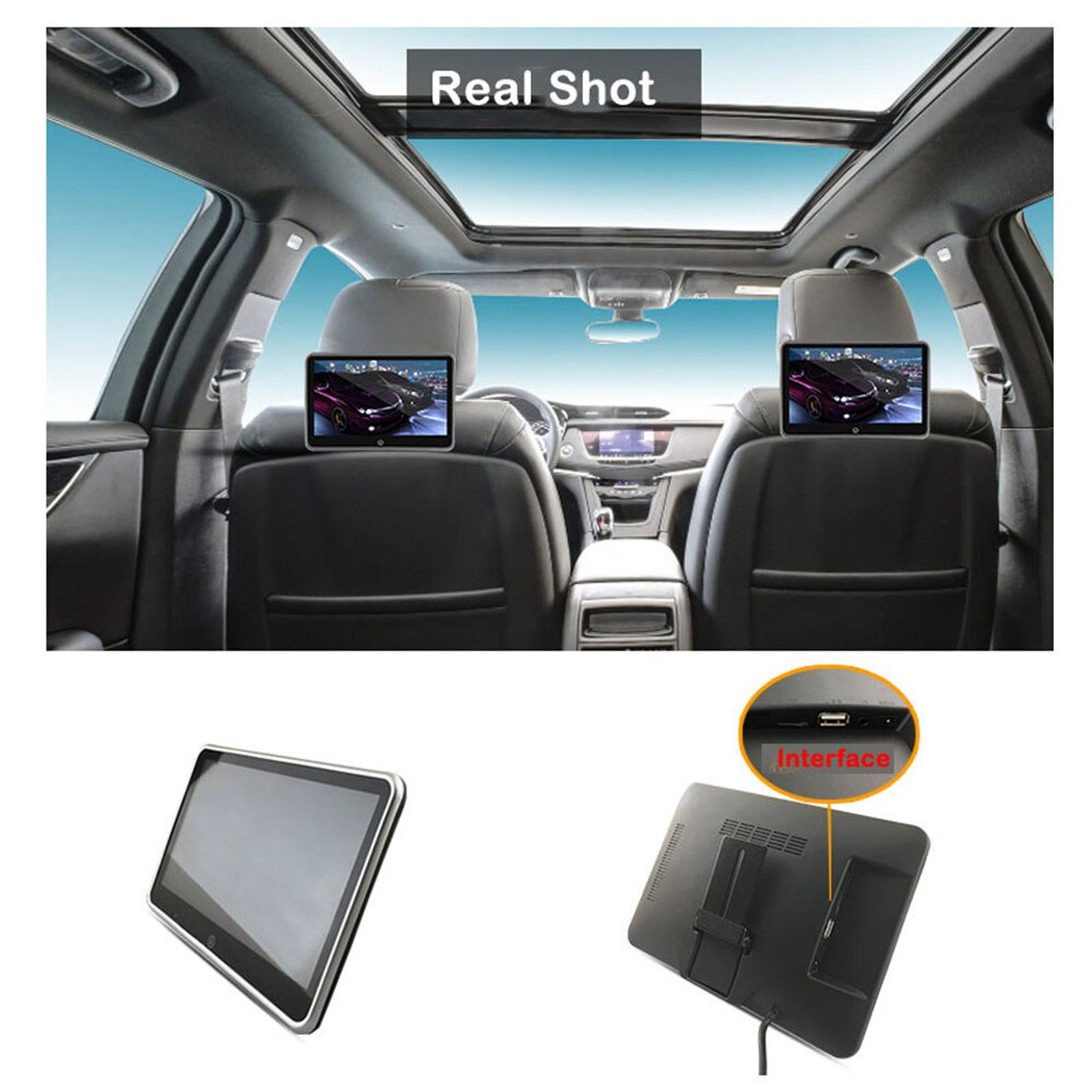 Автомобильный монитор на подголовник 10,1 дюйма, Автомобильный мультимедийный аудио-видео плеер, поддержка 1080P HD LCD сенсорный экран с динамиком, Bluetooth, MP4, MP5