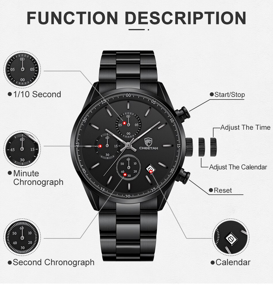 Мужские кварцевые наручные часы, водонепроницаемые, с гепардом, из нержавеющей стали, повседневные, спортивные, 2021