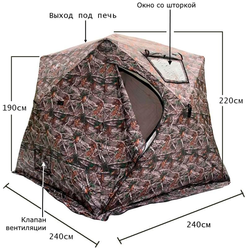 Зимняя палатка, КУБ 240*240*220cm 4 слоя, пол для палатки продается отдельно, палатка быстросборная